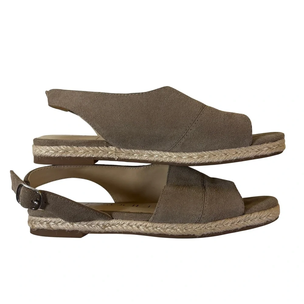 Sole Society Women Suede Espadrille Slingback Flat Sandal Size 7 Tan Summer Boho